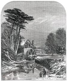 British Institution Exhibition - "The Frozen Mill" - painted by C. Branwhite, 1850. Creator: Mason Jackson