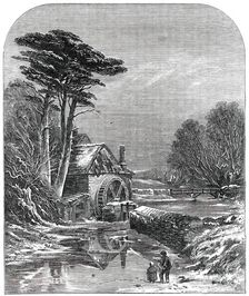 British Institution Exhibition - "The Frozen Mill" - painted by C. Branwhite, 1850. Creator: Mason Jackson