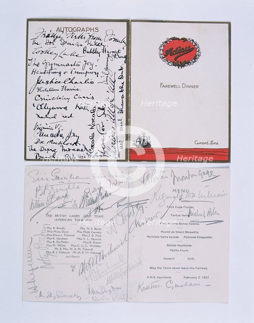 British Ladies Golf Team autographs, 1931. Creator: Unknown.