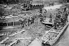 British loading pontoon boats with ammunition, 22 Apr 1917. Creator: Bain News Service