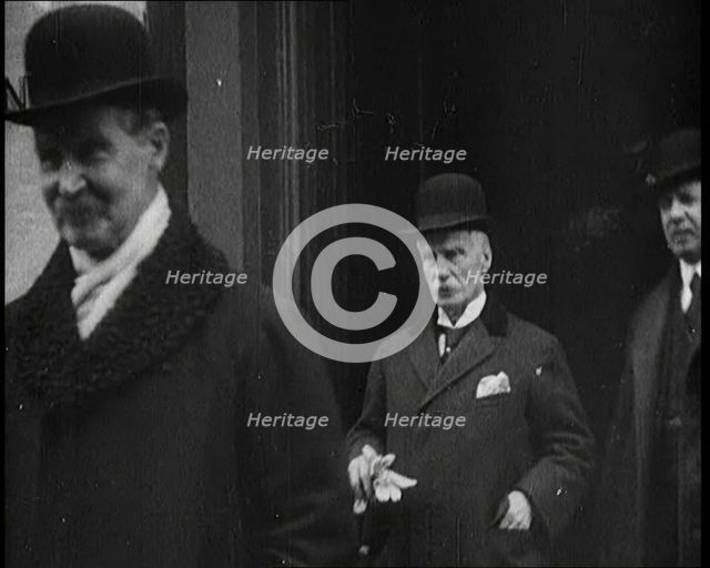 British Member of Parliament Andrew Bonar Law Exiting a Building, 1922. Creator: British Pathe Ltd.