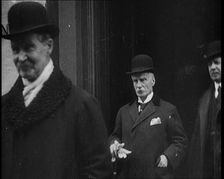 British Member of Parliament Andrew Bonar Law Exiting a Building, 1922. Creator: British Pathe Ltd