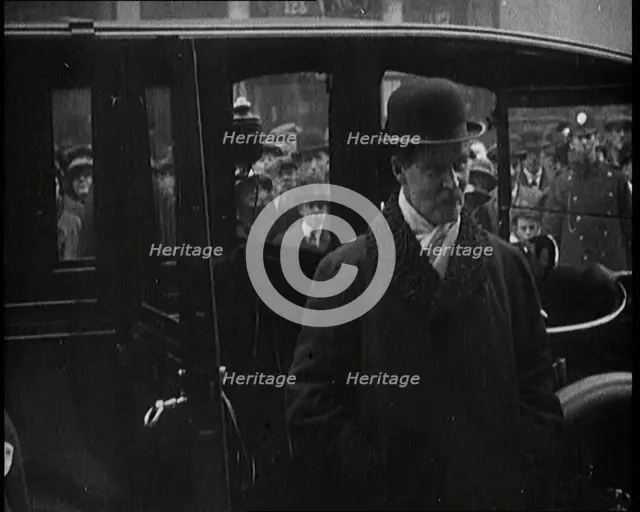 British Member of Parliament Andrew Bonar Law Posing for Photographs in Front of His Car, 1922. Creator: British Pathe Ltd.