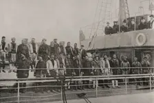 British men, captured by troops of the Sultan, on board the steamship "Al-Hassani", Morocco, 1898. Creator: Unknown