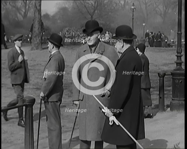 British men in Hyde Park, London, 1931. Creator: British Pathe Ltd.