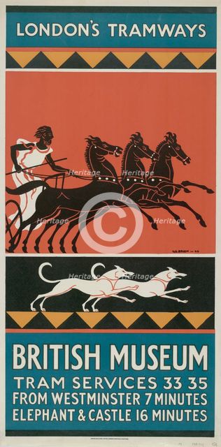 'British Museum', London County Council (LCC) Tramways poster, 1927. Artist: GS Brien