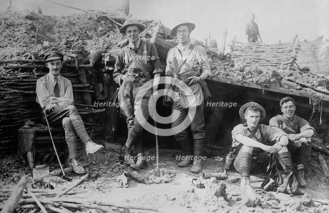 British observers in captured observation post, between c1915 and c1920. Creator: Bain News Service.