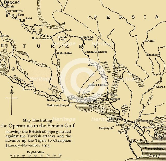 British oil pipeline in the Middle East, First World War, 1915, (c1920). Creator: Unknown.
