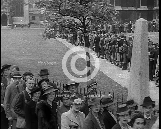 British People Lining the Streets Outside Westminster Abbey To Join the National Day of..., 1940. Creator: British Pathe Ltd.