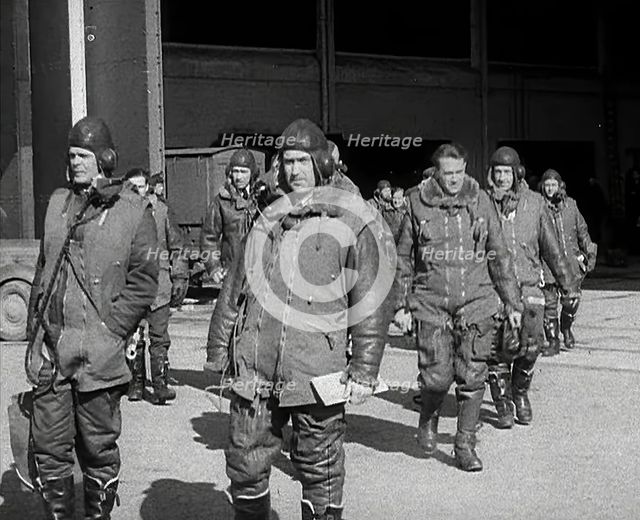British Pilots Preparing for a Bombing Raid, 1941. Creator: British Pathe Ltd.