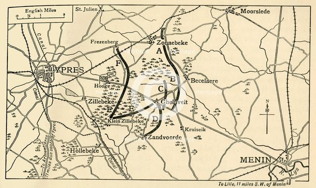 British positions before the First Battle of Ypres, First World War, 1914, (c1920). Creator: Unknown.
