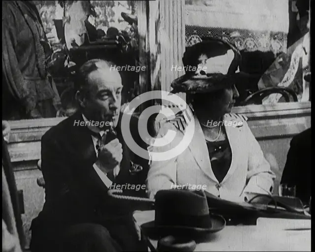 British President of the Board of Trade Stanley Baldwin With His Wife Lucy Baldwin in a..., 1922. Creator: British Pathe Ltd.