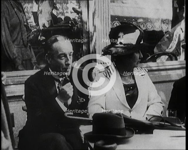 British President of the Board of Trade Stanley Baldwin With His Wife Lucy Baldwin in a..., 1922. Creator: British Pathe Ltd.
