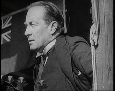 British President of the Board of Trade Stanley Baldwin Giving a Speech from a Platform in..., 1922. Creator: British Pathe Ltd