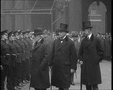 British Prime Minister David Lloyd George Inspecting Members of the Royal Irish Constabulary, 1920. Creator: British Pathe Ltd