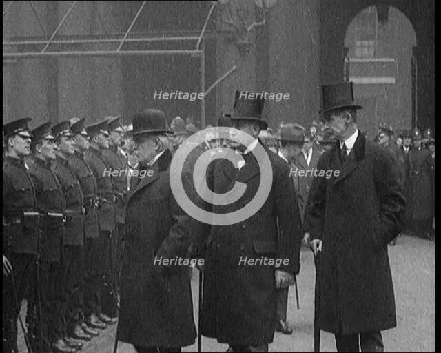 British Prime Minister David Lloyd George Inspecting Members of the Royal Irish Constabulary, 1920. Creator: British Pathe Ltd.