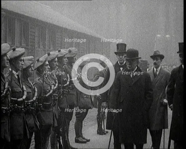 British Prime Minister David Lloyd George Inspecting Members of the Royal Irish Constabulary...,1920 Creator: British Pathe Ltd.