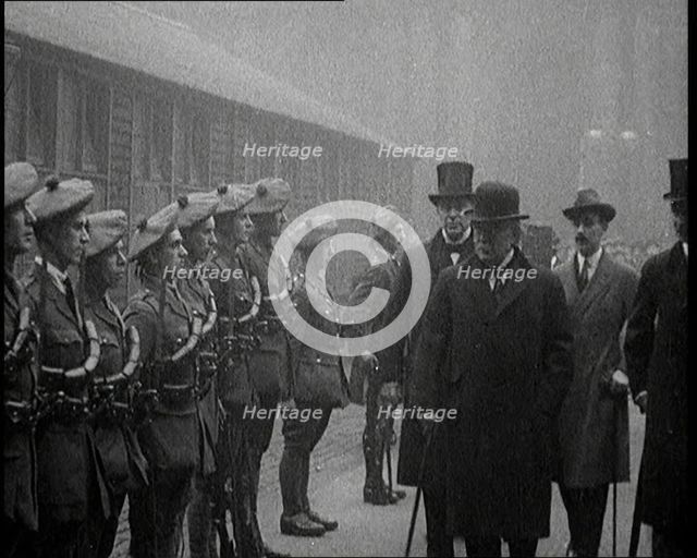 British Prime Minister David Lloyd George Inspecting Members of the Royal Irish Constabulary...,1920 Creator: British Pathe Ltd.