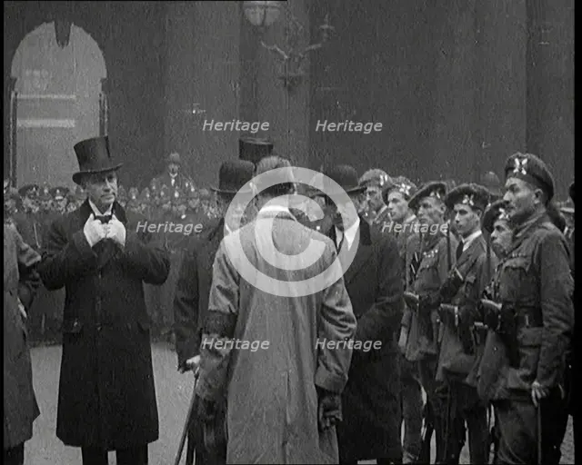 British Prime Minister David Lloyd George Inspecting Members of the Royal Irish Constabulary, 1920. Creator: British Pathe Ltd.