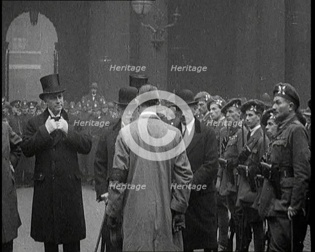 British Prime Minister David Lloyd George Inspecting Members of the Royal Irish Constabulary, 1920. Creator: British Pathe Ltd.