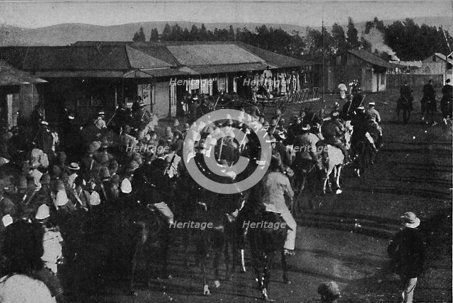 British prisoners of war during the Boer War being transported in Pretoria, 1900. Artist: Unknown.