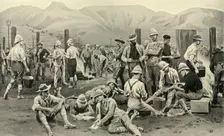 British Prisoners Waiting for Release: The Camp at Nooitgedacht 1901. Creator: Frank Dadd