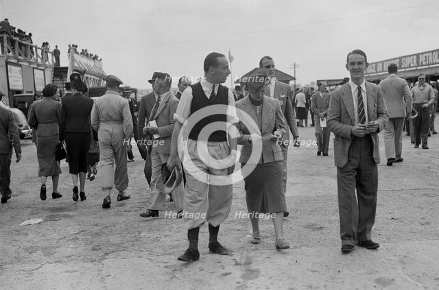 British racing driver Charles Mortimer at Brooklands, Surrey, 1939. Artist: Bill Brunell.