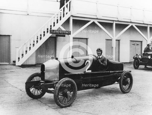 British racing driver George Bedford driving a Hillman, 1921. Creator: Unknown.