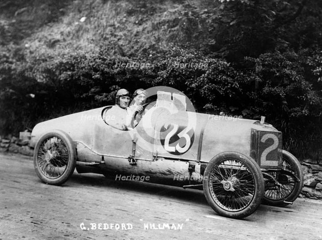 British racing driver George Bedford driving a Hillman 10hp, 1921. Creator: Unknown.