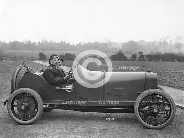British racing driver Kenelm Lee Guinness in a 1914 Sunbeam Tourist Trophy car. Creator: Unknown.