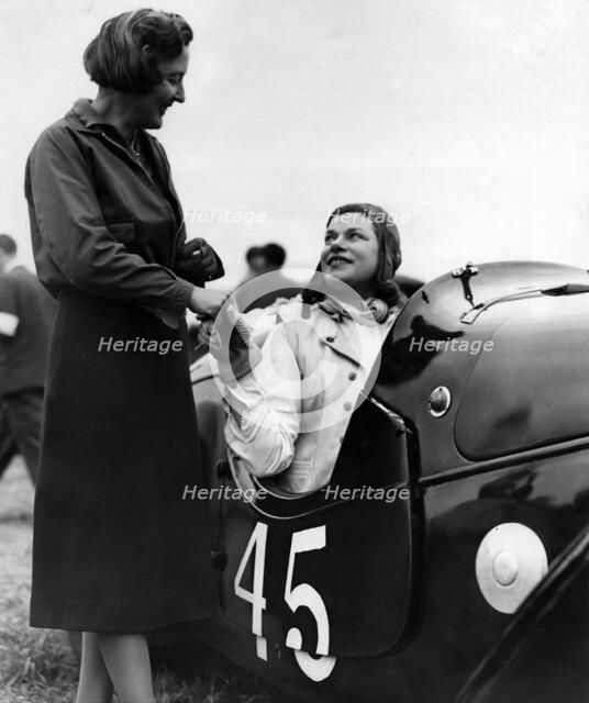 British racing drivers Betty Haig and Dorothy Patten, Goodwood, Sussex, 1948. Creator: Unknown.