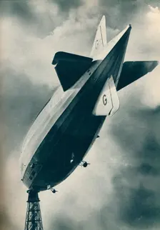 British rigid airship R101 riding at her mooring mast at Cardington, Bedfordshire, c1929 (c1937)