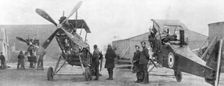 British Royal Flying Corps aircraft under repair, c1916