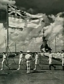 British sailors on the deck of an aircraft carrier, Second World War, c1943. Creator: Unknown