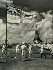 British sailors on the deck of an aircraft carrier, Second World War, c1943. Creator: Unknown