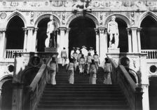 British sailors visiting the Doge's Palace, Venice, Italy, 1938