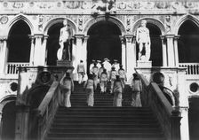 British sailors visiting the Doge's Palace, Venice, Italy, 1938