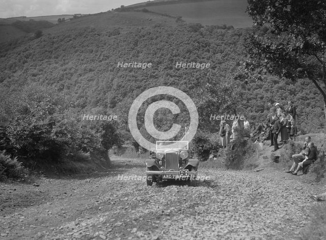 British Salmson competing in the Mid Surrey AC Barnstaple Trial, Beggars Roost, Devon, 1934. Artist: Bill Brunell.