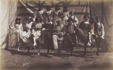 British servicemen dancing in a line, some are in drag, c1918. Creator: Unknown
