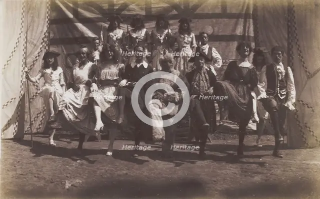 British servicemen dancing in a line, some are in drag, c1918. Creator: Unknown.