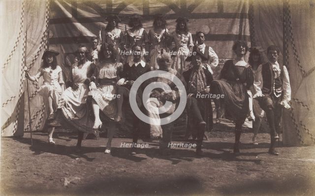 British servicemen dancing in a line, some are in drag, c1918. Creator: Unknown.