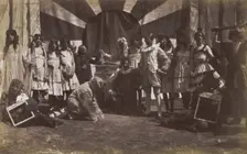 British servicemen performing a sketch on the power of the press, c1918. Creator: Unknown