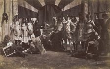 British servicemen performing a sketch on the power of the press, c1918. Creator: Unknown