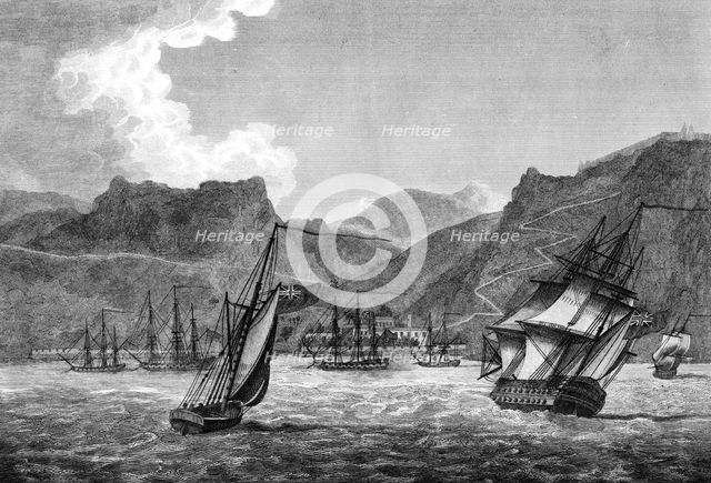 British shipping off St Helena, 1817. Artist: Unknown