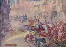 British Soldiers Were Seen Fighting Their Way Through The Streets 1908, (c1920). Artist: Joseph Ratcliffe Skelton