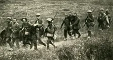 British soldiers with German prisoners of war, northern France, First World War, 1916, (c1920). Creator: Unknown