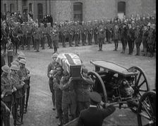 British Soldiers Carrying the Coffin of a British Soldier Draped in the Union Flag, 1920. Creator: British Pathe Ltd