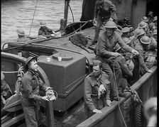 British Soldiers Climbing Aboard Ships at Dunkirk for the Evacuation, 1940. Creator: British Pathe Ltd