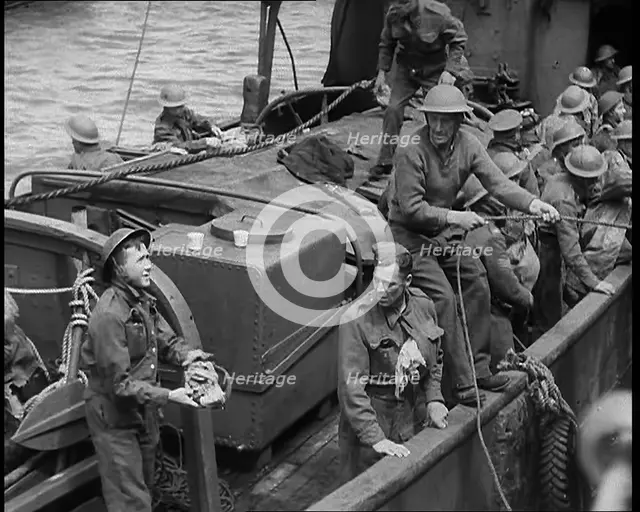 British Soldiers Climbing Aboard Ships at  Dunkirk for the Evacuation, 1940. Creator: British Pathe Ltd.