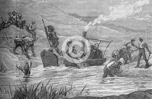 'British Soldiers Cutting a Dam Constructed by Arabi at Mahuta', c1882. Creator: Unknown.